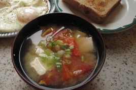 Tomato and Tofu Miso breakfast soup