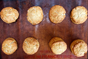 Biscuit dough on Silpat sheet, out of the oven.