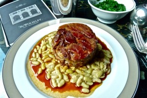 Seven-hour lamb with flageolet beans