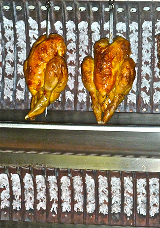 Chicken on a spit.