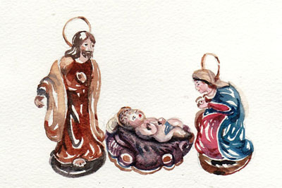 Provencale Christmas crib figures called santons. Credit: Elisabeth Luard