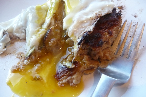 A fried egg with scrapple. Credit: Clifford A. Wright