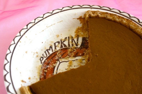 Pumpkin pie in a family heirloom holiday dish. Credit: Cheryl Lee