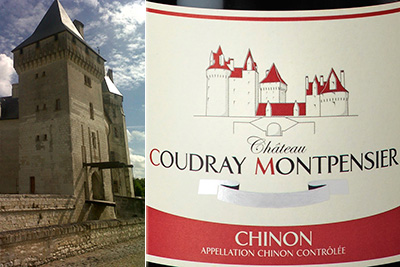 Chateau du Coudray Montpensier and wine label for Chateau du Coudray Montpensier Chinon. Credit: Courtesy of Chateau du Coudray Montpensier