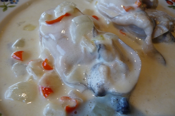 Oysters in Thai chile cream sauce. Credit: Clifford A. Wright