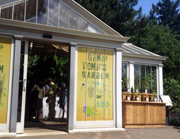 The pop-up Gin & Tonics Garden at the Kew Royal Botanic Gardens in London. Credit: Jennifer Hattam