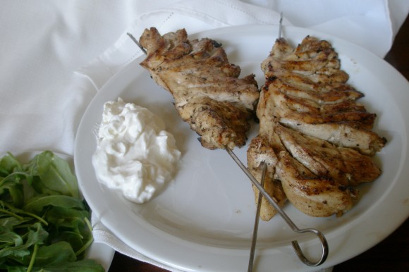 Cut into strips, kırma tavuk kebabı — “split” or perhaps “pleated” chicken in Turkish — enables marinades to penetrate the meat. Credit: Charles Perry