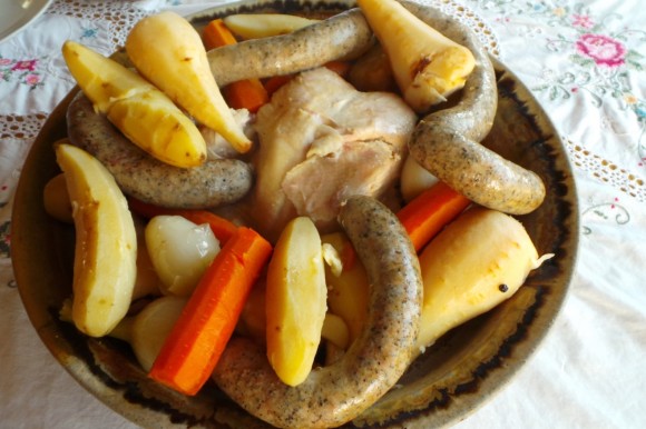 New England boiled dinner with chicken and vegetables. Credit: Clifford A. Wright