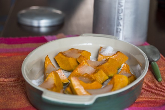 This Turkish pumpkin dessert features pumpkin wedges "soaked" for hours in sugar to draw out the liquid from the gourd. Credit: David Hagerman