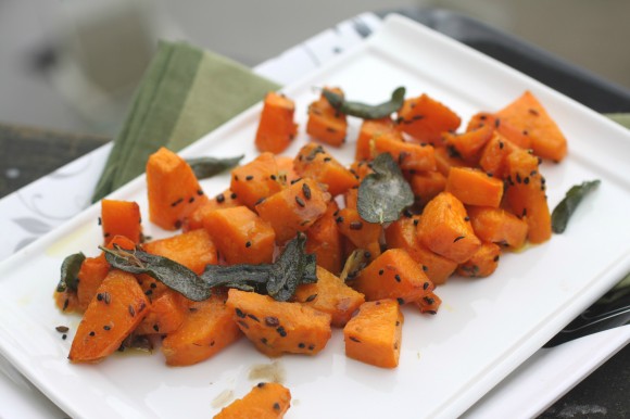 This roasted butternut squash is perfect for simplifying your side dishes at Thanksgiving, with just five minutes of prep time. Credit: Simplify side dishes on your Thanksgiving table with easy-to-prepare and healthy vegetable dishes like this stuffed acorn squash. Credit:  Rinku Bhattacharya 
