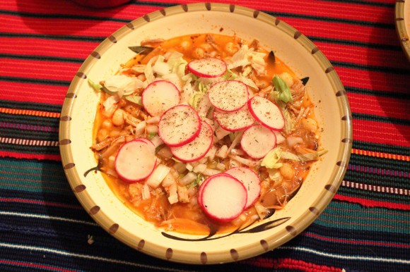 Pozole, topped by garnishes. Credit: Karen Branch-Brioso