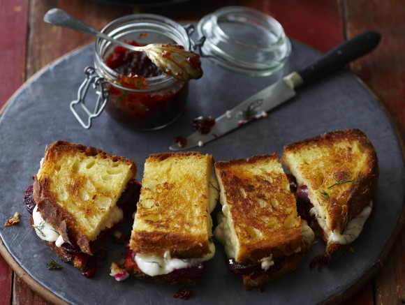Pickled Beetroot, Goat's Cheese & Chilli Jam. Credit: © Ryland Peters & Small/Loupe Images/Steve Painter