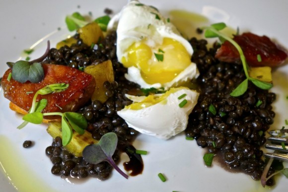 Beluga Lentil, Roasted Vegetable Gluten-Free Breakfast. Credit: David Latt