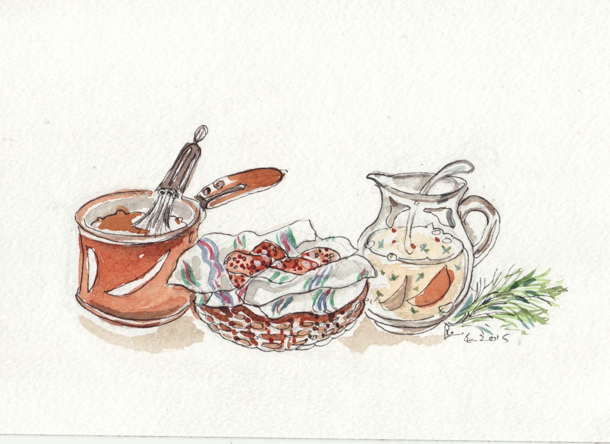 A traditional Cheese Sunday meal of tartar sauce (from left), fried cheese and a dill sauce. Credit: Elisabeth Luard