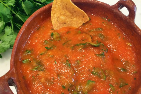 Bright Salmon-Pink Mexican Papaya Table Salsa. Credit: Copyright 2015 Nancy Zaslavsky