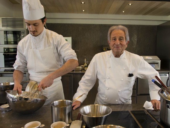 Michel Guérard in the kitchen of his cooking school. Credit: Copyright 2015 Carla Capalbo