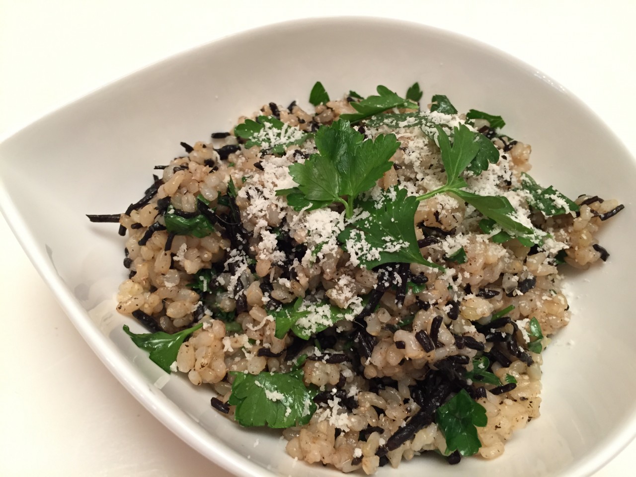 Stir-fried rice with hijiki and Parmesan