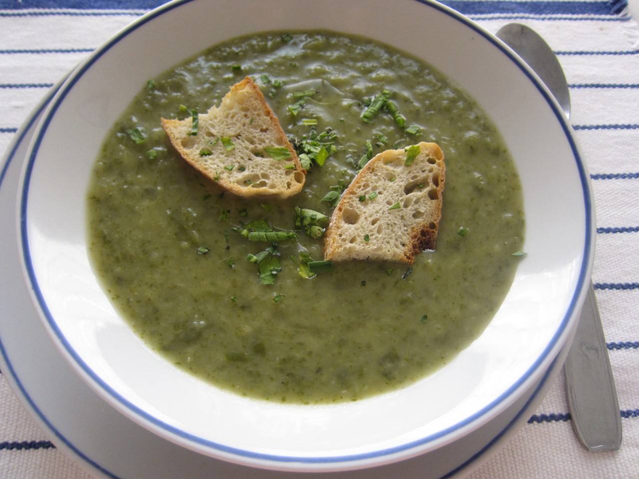 Romaine lettuce, leek and potato soup.