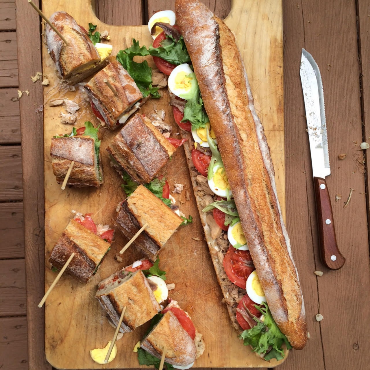 No ham and cheese sandwiches here. Instead, make a classic pan bagnat based on salade Nicoise. Credit: Copyright Andrea Slonecker