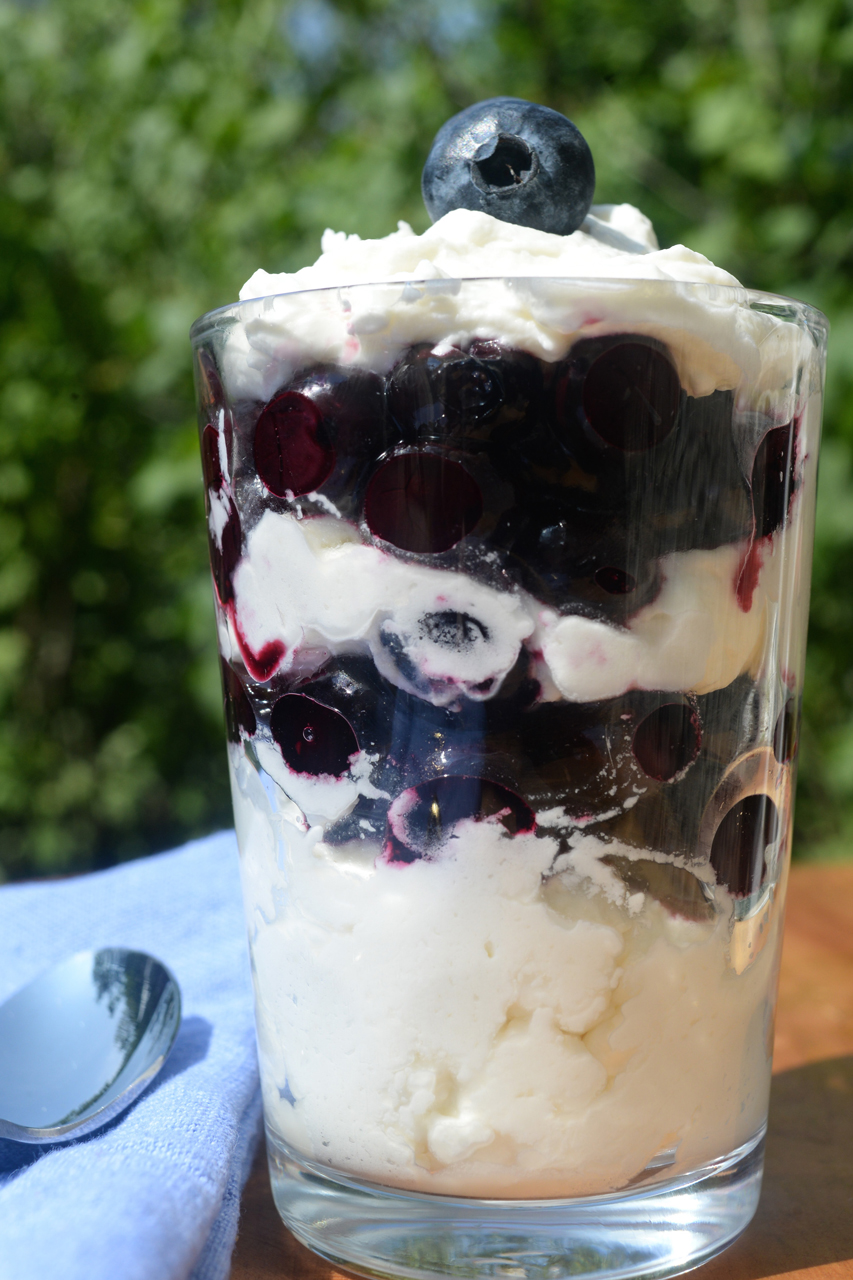 Blueberries and cream. Credit: Copyright 2015 Kathy Hunt