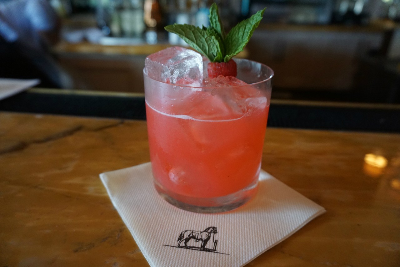 Gibson's Raspberry Beret is a cinch for a party. The recipe below serves one, but it's easy to turn it into a big batch. Just make the raspberry-mint lemonade in advance (purée lemonade, raspberries and mint leaves, then strain), and add the booze once it's party time. Credit: Copyright 2015 Oscar E. Murden Jr. 