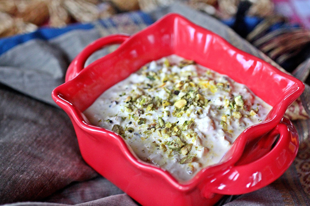 Slow Cooker Saffron and Cardamom Rice Pudding. Credit: Copyright 2015 Rinku Bhattacharya
