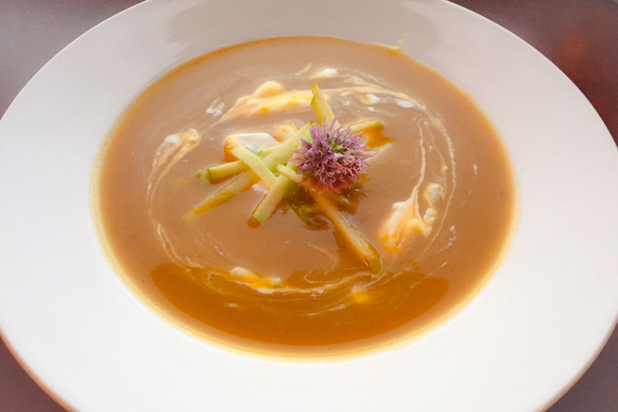 Butternut Squash and Green Apple Soup. Credit: Copyright 2015 courtesy of Ryan Swarthout