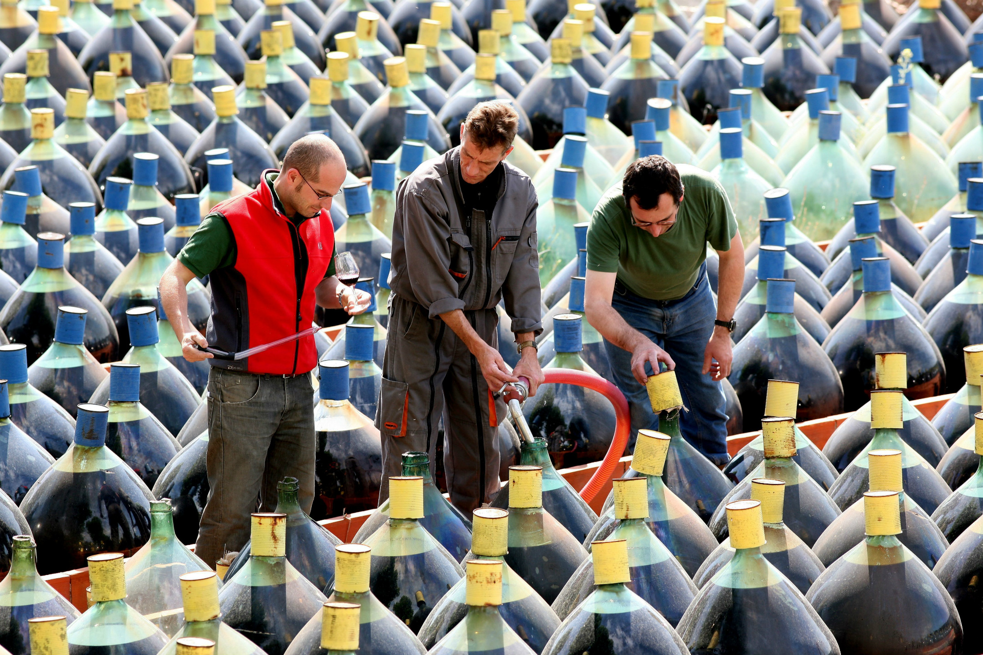 Mas Amiel makes a Grenache that spends a year outside in large glass jars and then another 39 years in large oak casks. Credit: Courtesy of the Conseil Interprofessionnel des Vins du Roussillon