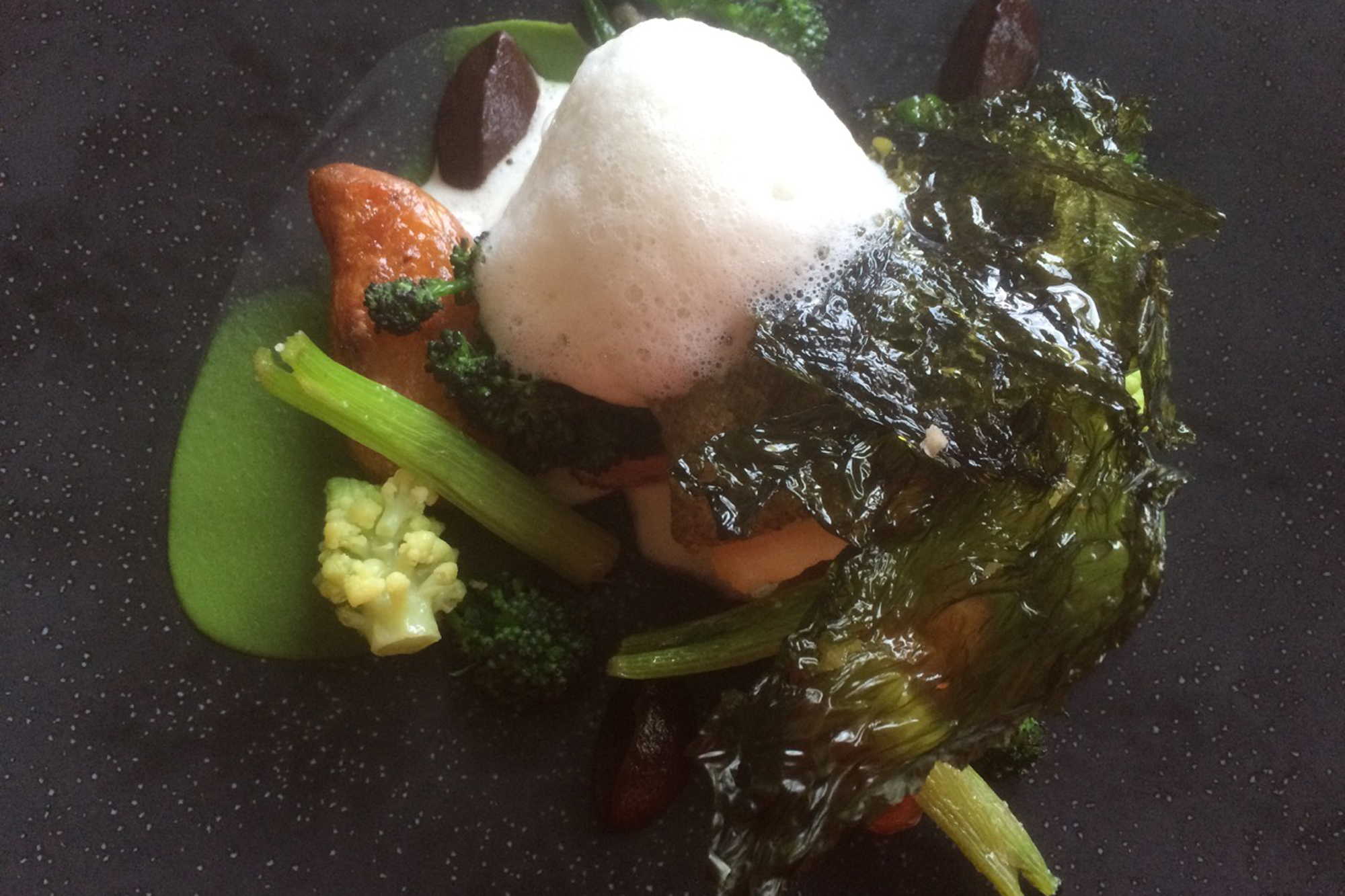 Cod, fennel, black olives, mussels and sprouting broccoli at Ox in Belfast. Credit: Copyright 2016 Clarissa Hyman 