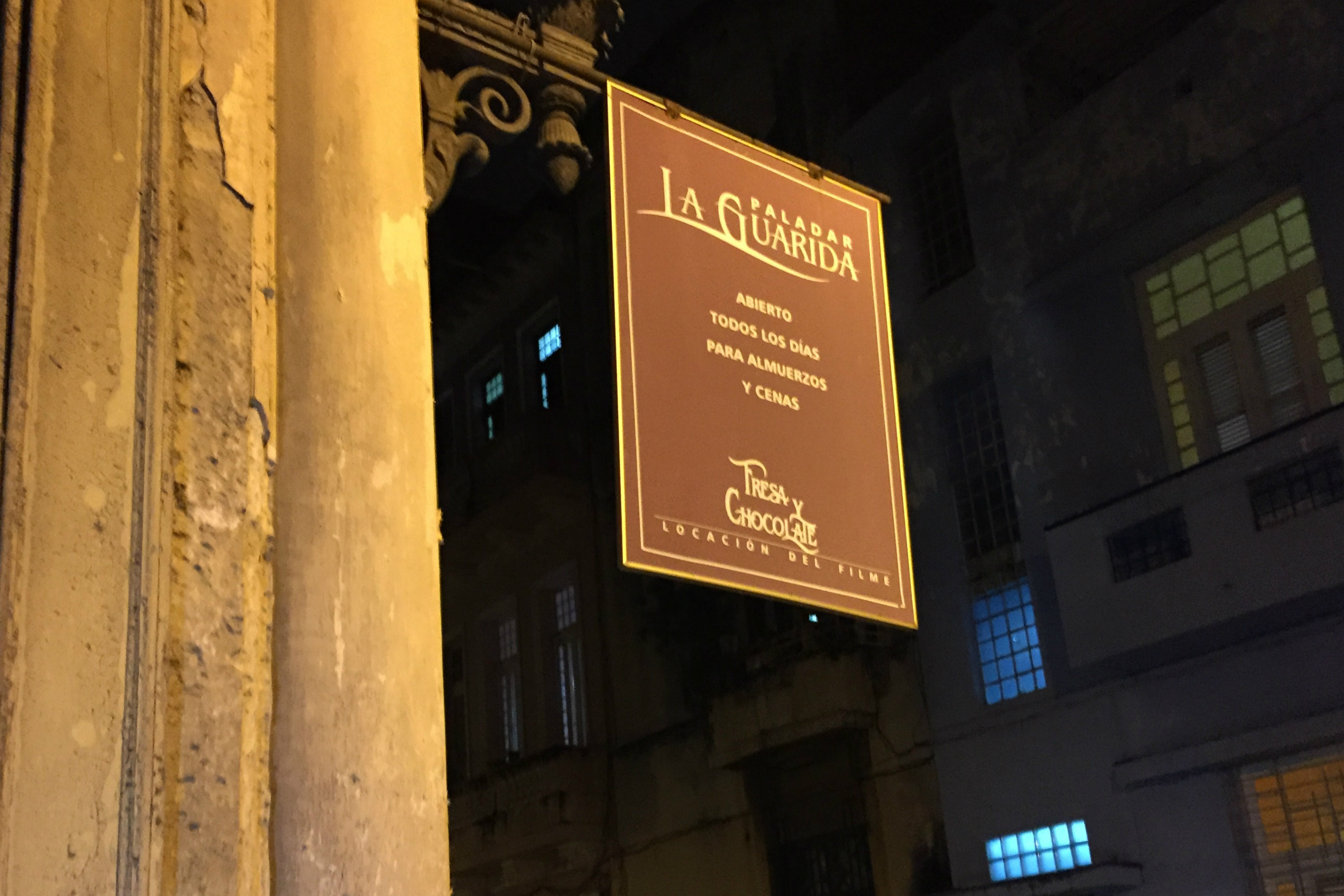 The sign on the outside of the paladar La Guarida. Credit: Copyright 2016 David Latt