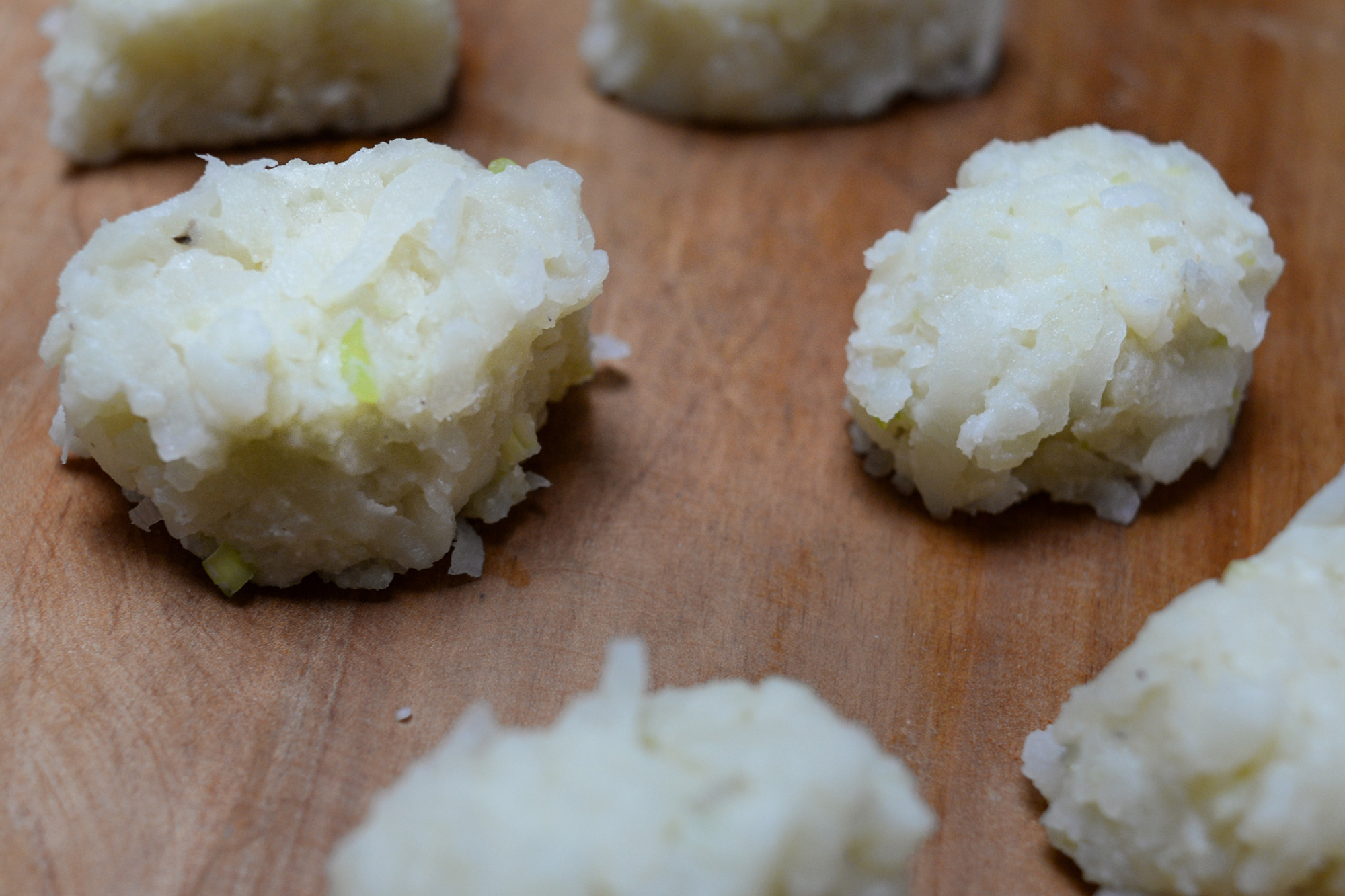 Scallion Tater Tots ready for frying. Credit: Copyright 2016 Kathy Hunt