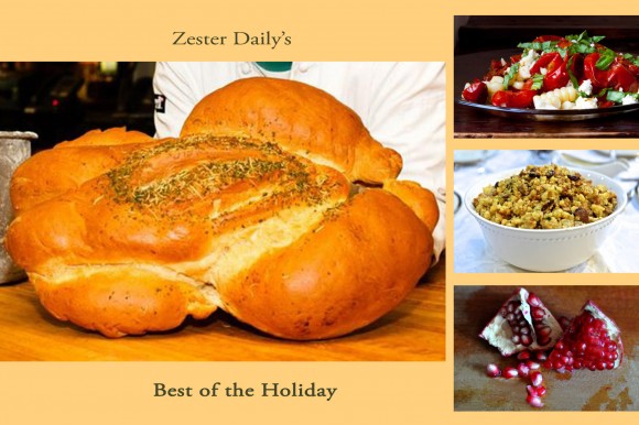 Zester Daily 2014 favorites including recipes of Turkey Bread, Roasted Tomato and Corn Salad, Two-Way Stuffing and a Persian-style pomegranate dish. Photo composite: Karen Chaderjian Zester Daily 2014 favorites including recipes of Turkey Bread, Roasted Tomato and Corn Salad, Two-Way Stuffing and a Persian-style pomegranate dish. Photo composite: Karen Chaderjian