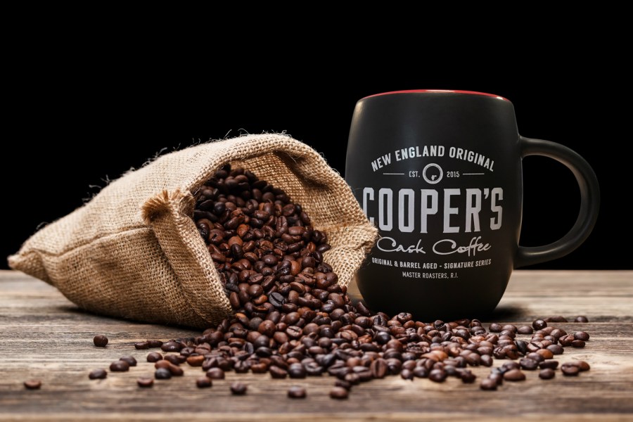 Cooper’s Cask Coffee out of Rhode Island combines single-origin beans with the unbeatable aromas of whiskey. Credit: Cooper’s Cask Coffee