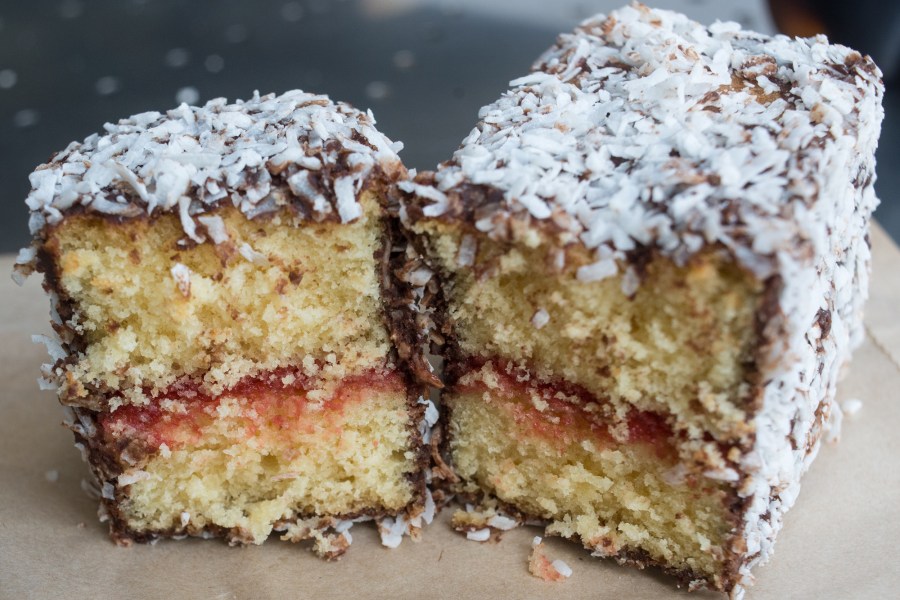 Sliced Lamingtons. Credit: Copyright 2017 Kathy Hunt